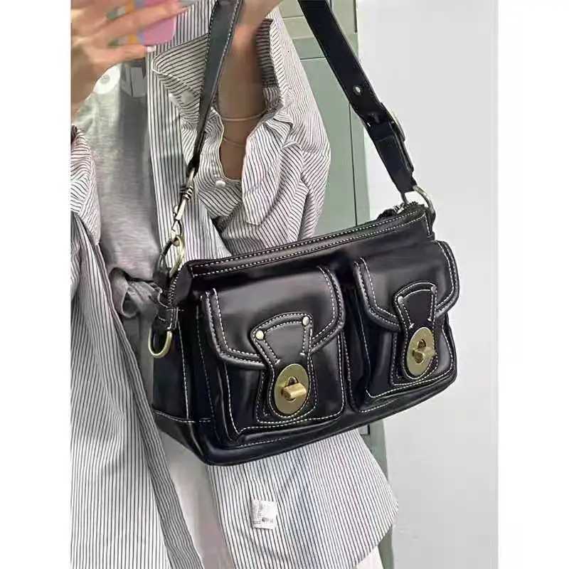 Retro Motorcycle Womens Bag 2025 Autumn Winter New HighEnd Tote Bag Faionable Individual Match Single oulder Slant Bag Z250928