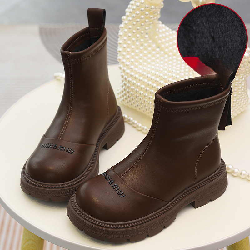 Autumn and Winter New Women's Shoes Soft Leather Girls' Short Boots Wool Lined Double Cotton Boots Chelsea Boots Martin Boots Designer Shoes