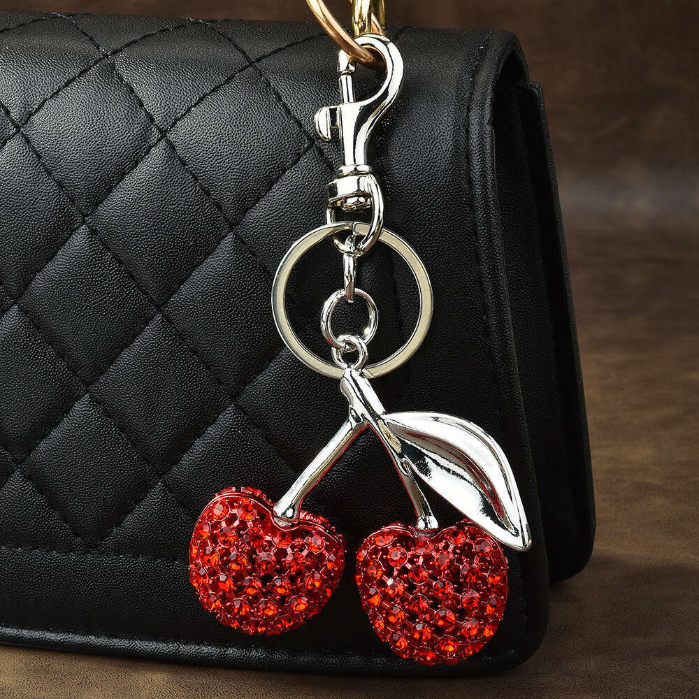 Full Diamond Bag Keychain Fruit Cherry Fashion Pendant