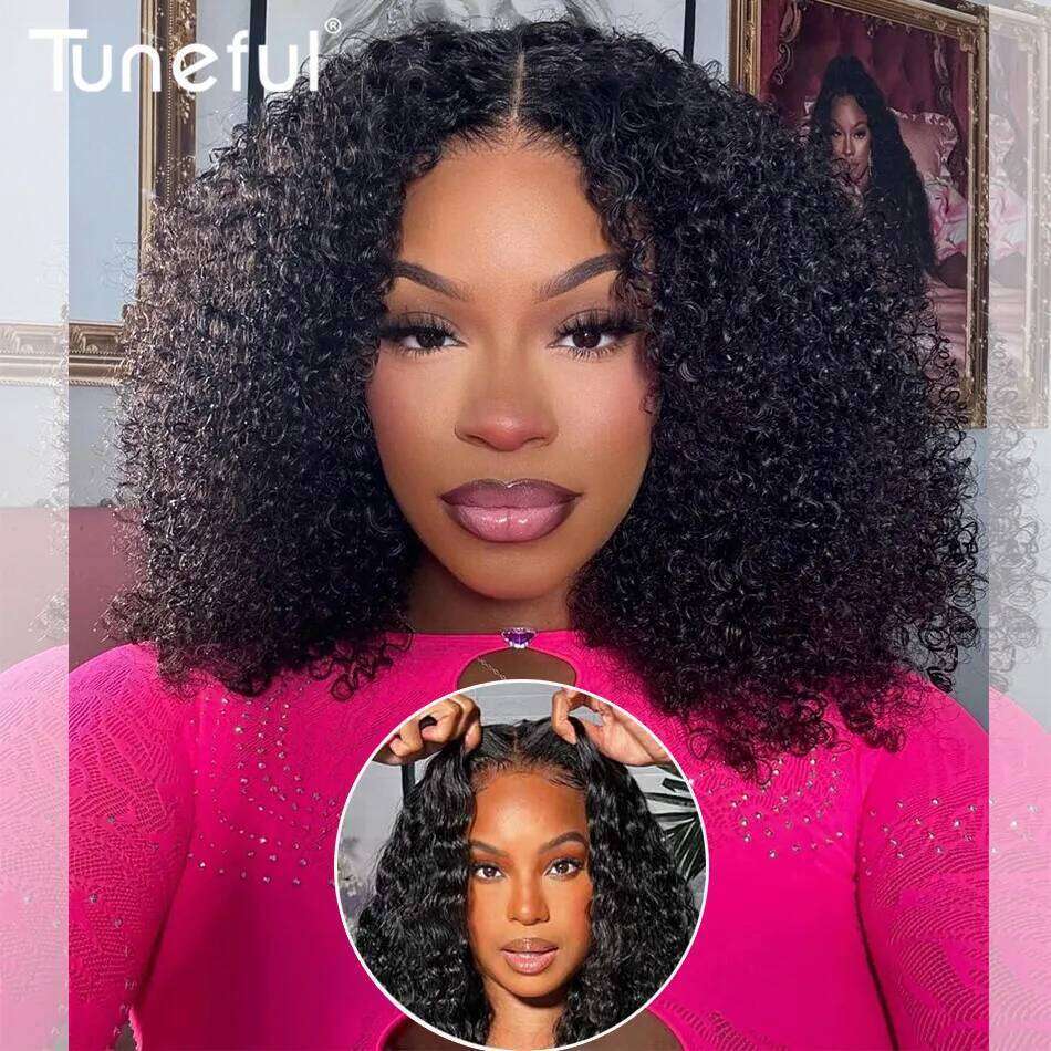 100% Glueless Human Hair Ready To Bleached Knots 6X4 Pre Cut HD Transparent Wear And Go Wigs Kinky Curly 210% Xiusiyuan2509