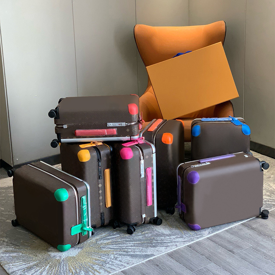 Designer Suitcase Genuine Leather Suitcases Flower Design 20 inches Luggage with wheels Luxury Boxes Trolley Case Travel Bag Unisex Boarding Case Password Box