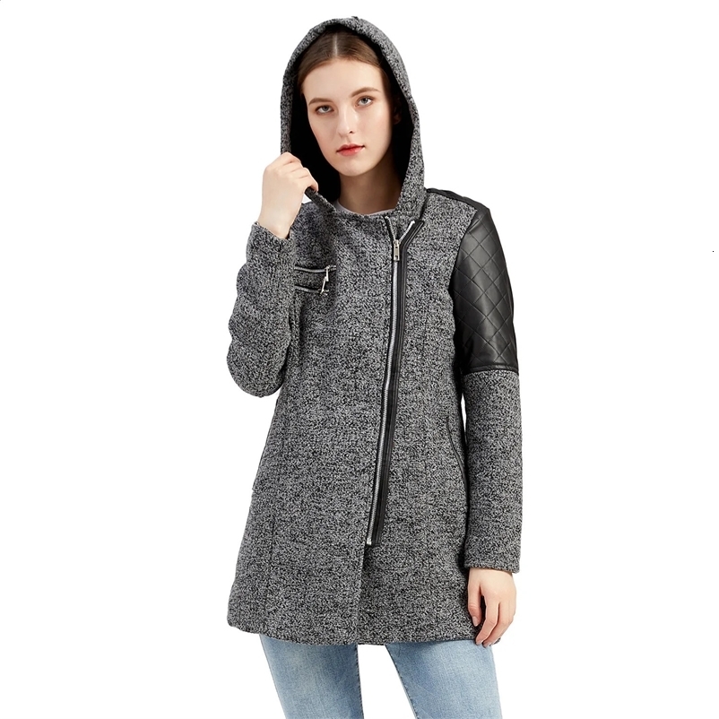 Womens Woollen Overcoat Autumn Winter Female Hooded Zipper Tweed Jacket Womens Thicken Warm Long Coats Womens Clothing 240909