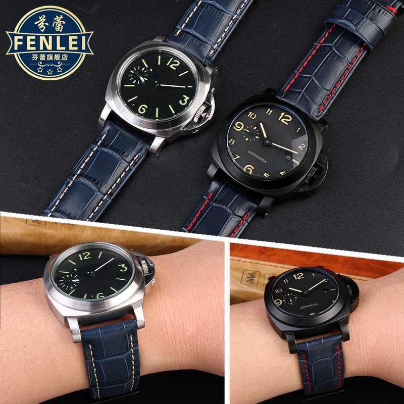 High quality Waterproof Watch band For Panerai PAM688 4411313 Cowhide Leather Mens blue Watch Strap accessories 22MM 24mm 26mm W250928
