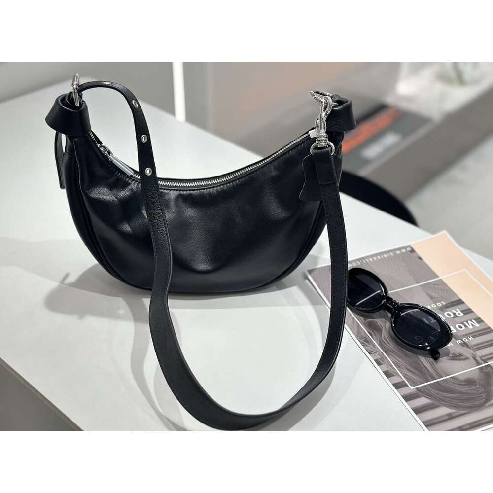 designer bag Luxury bag Women's Top Layer Cowhide Single Shoulder Half Round Soft Leather Commuter Crescent Crossbody Dumpling Bag