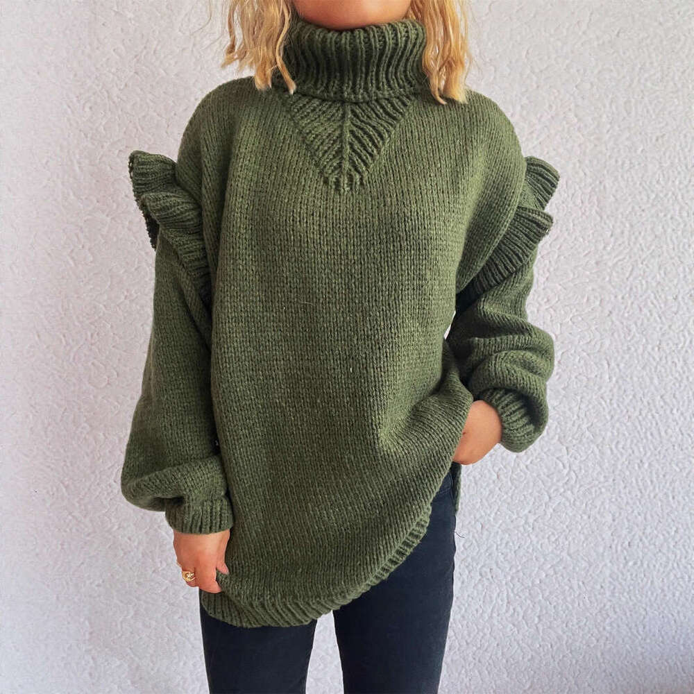 Autumn Winter New fashion Knitted Pullover High Collar Casual loose Solid Color Warm Women Sweater