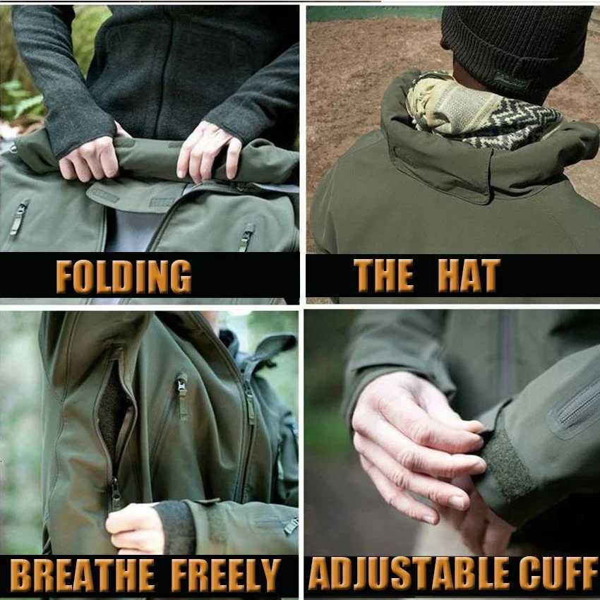 Outdoor Uniforms Tactical Jackets Soft Shell Fleece Work Pants Safari Windproof Men Clothing Camo Combat Hunting Clothes W250928