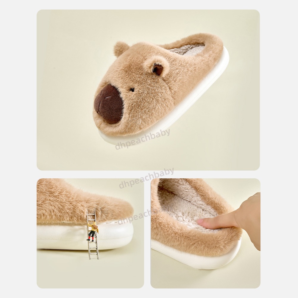 Comfort-Fit Furry Capybaras Themed Cuddle Socks Durable Textured Traction Soles Ideal For Inside Relaxation