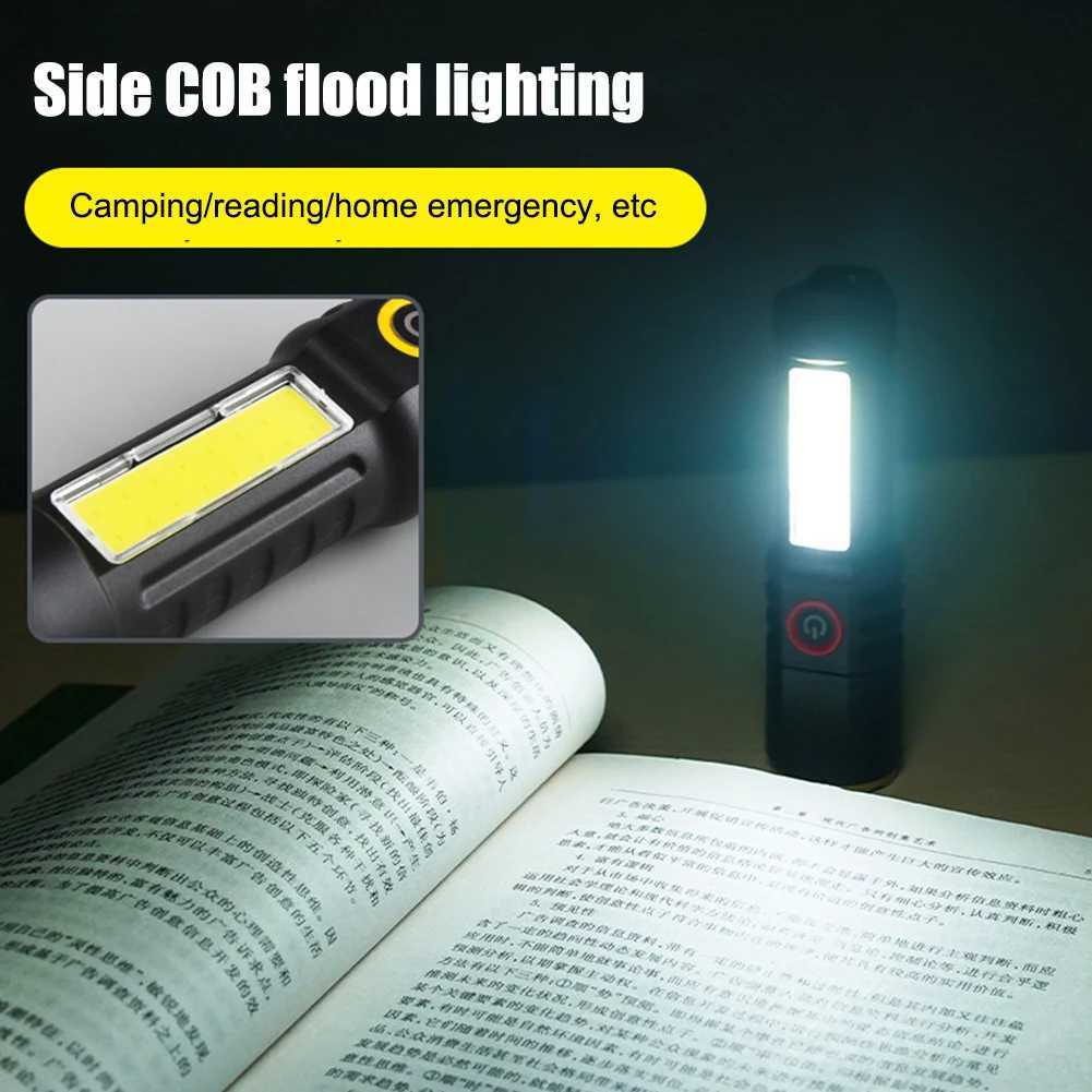 Mini LED Flashlight COBXPE Portable Torch TypeC USB Charging Telescopic Zoom Waterproof Camping Flashlight with Side Light D250928