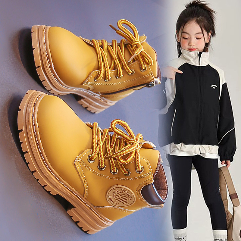 New Yellow Children's Classic Martin Boots Boys' Yellow Boots Outdoor Style Girls' Fashion Cool Boots Grassland Short Boots Designer Sh