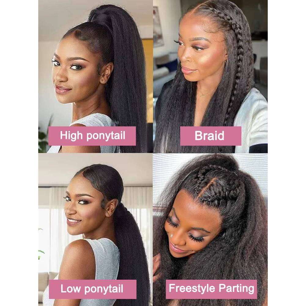 High Density Kinky 360 Front Wigs Human Hair Brazilian 40 Inch Yaki Straight 13X6 HD Lace Frontal Wig Preplucked Xiusiyuan2509