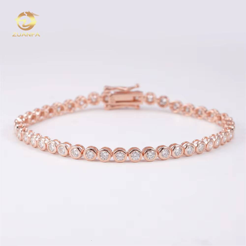 Wholesale Price Pass Diamond test 3mm 4mm Bezel Moissanite Tennis Bracelet Hip Hop 925 Moissanite Tennis Chain Tennis Necklace