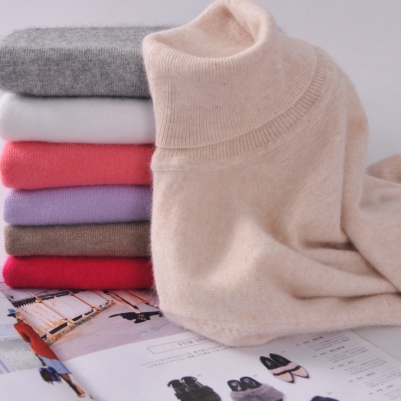 Women's flat high-turn Slim autumn and winter models were thin thick sweater head solid color short sweater wome 201023