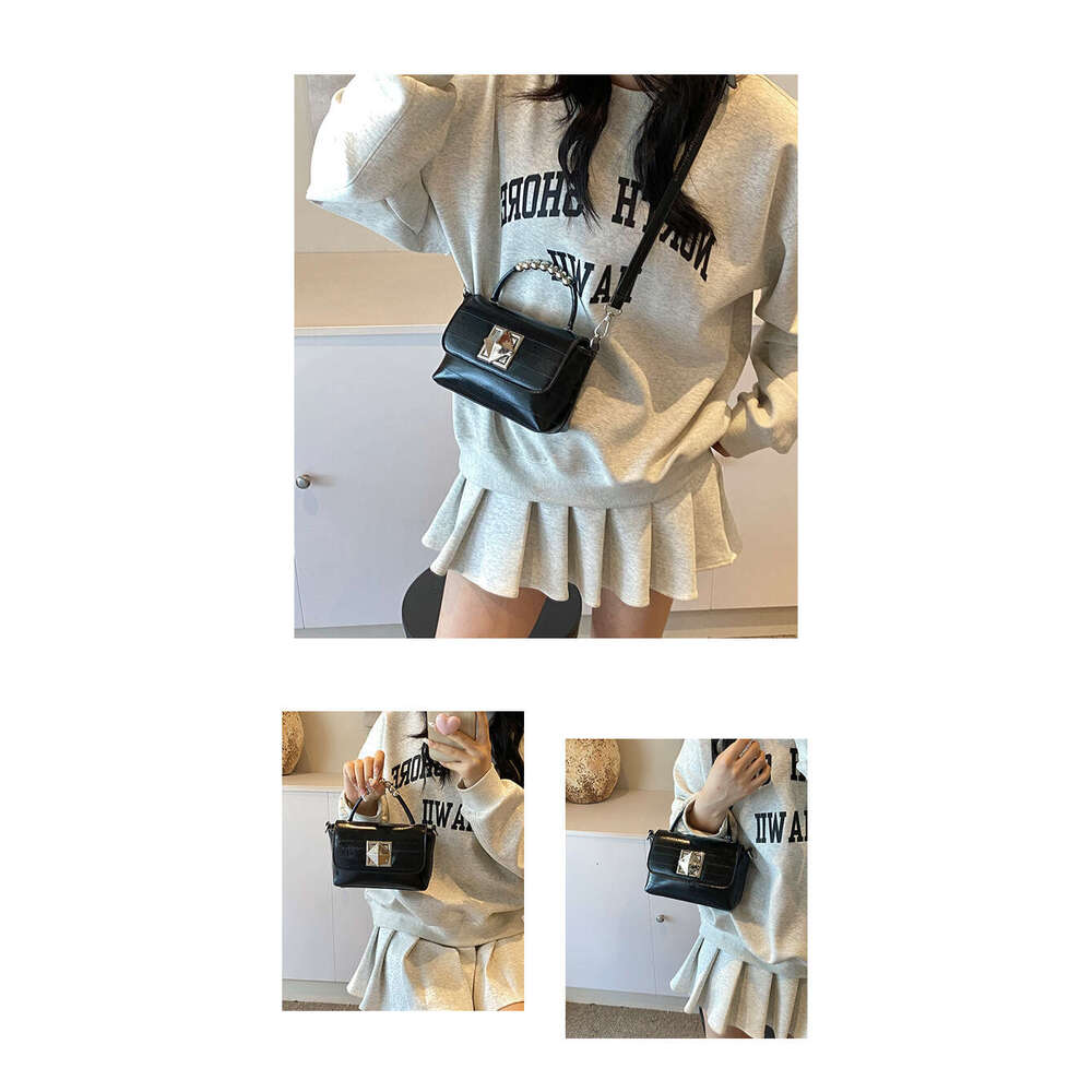 Women's Small Square Beaded Handbag - 2025 New Style Designer Crossbody Bag, Lock Buckle Shoulder Bag with Chic Look