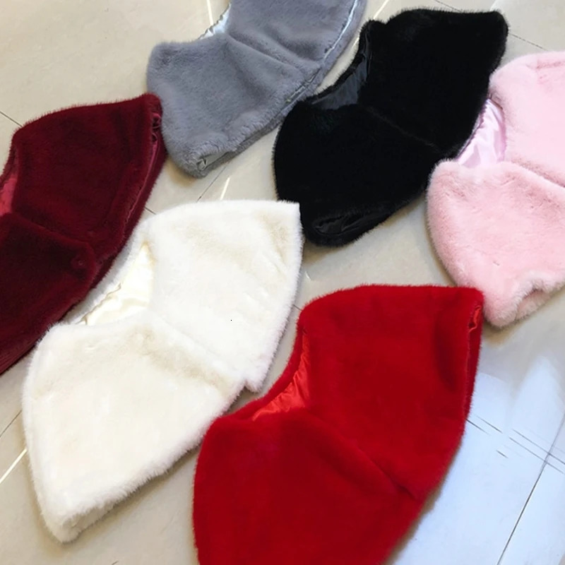 Solid Color Shawl Large Collar Plush Shawl Winter Coat Artificial Furs Wedding 250928