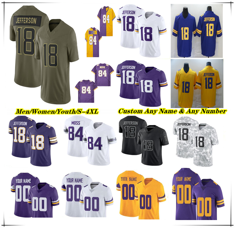 American Football Jersey J.J. McCarthy Justin Jefferson Carson Wentz 27 Mason Aaron Jones Sr Jalen Nailor T.J. Hockenson Ivan Pace Jr. Isaiah Rodgers Adam Thielen Scott 4X