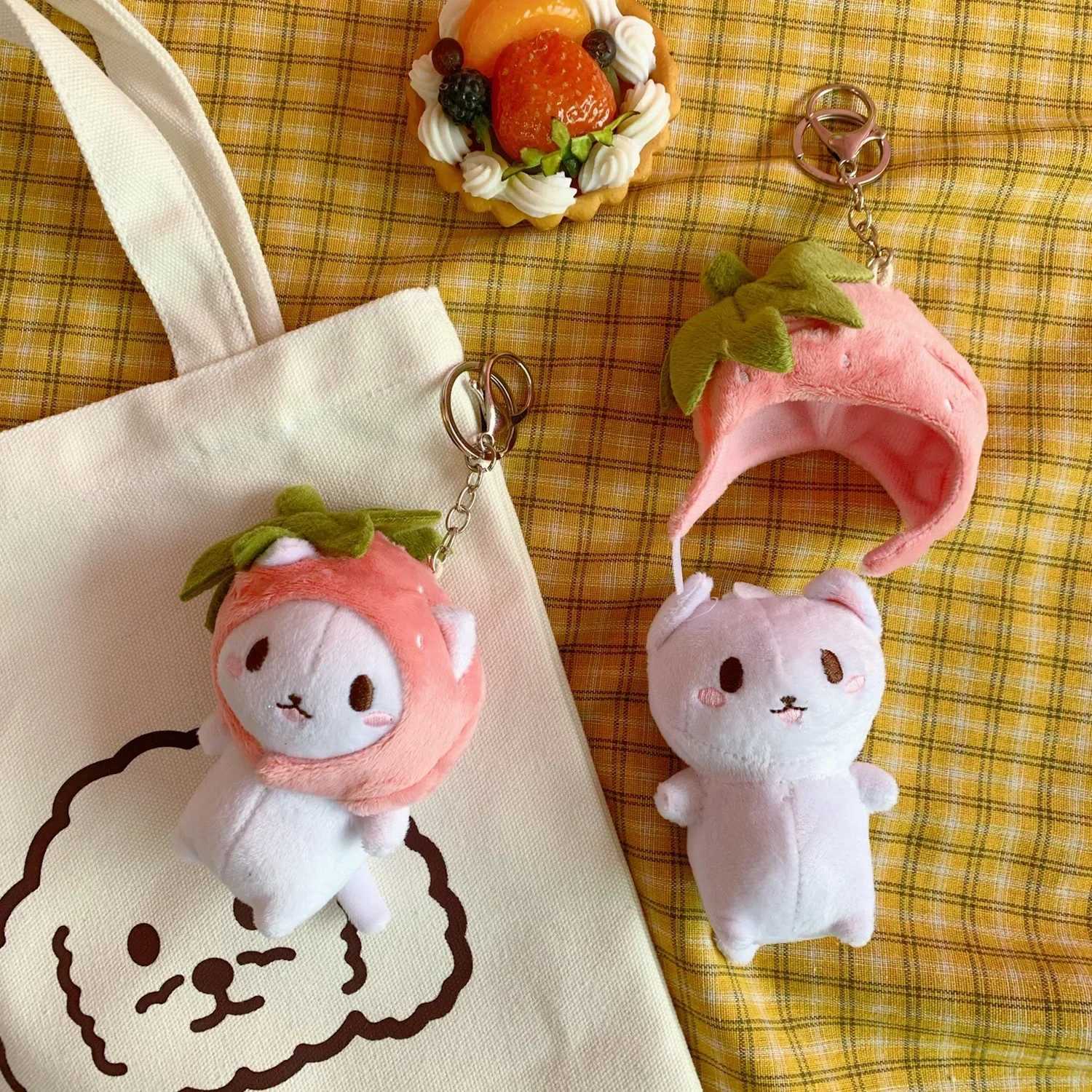 Korean Snapper Head Set Keychain Cute Cat Plush Action Figure Key Chain Doll Pendant Bag Accessories Baby KeyringXJ250928