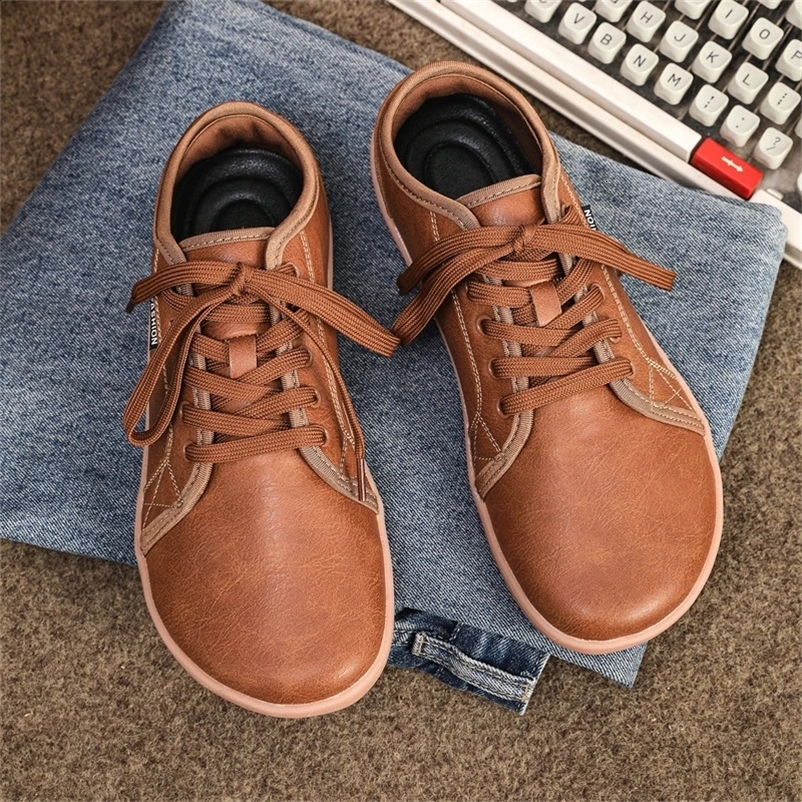 Men Wide Toe Barefoot Shoes Suitable for Both Men Women Big Size Casual Leather Sneakers Running Shoes Simple Classic Flat Shoes250418bj