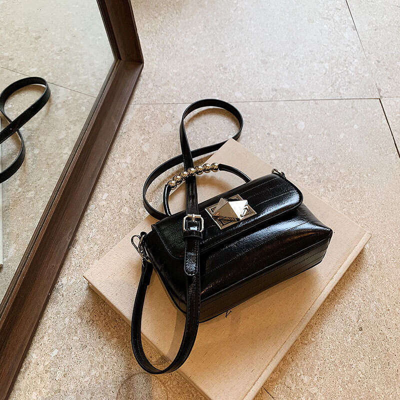 Women's Small Square Beaded Handbag - 2025 New Style Designer Crossbody Bag, Lock Buckle Shoulder Bag with Chic Look