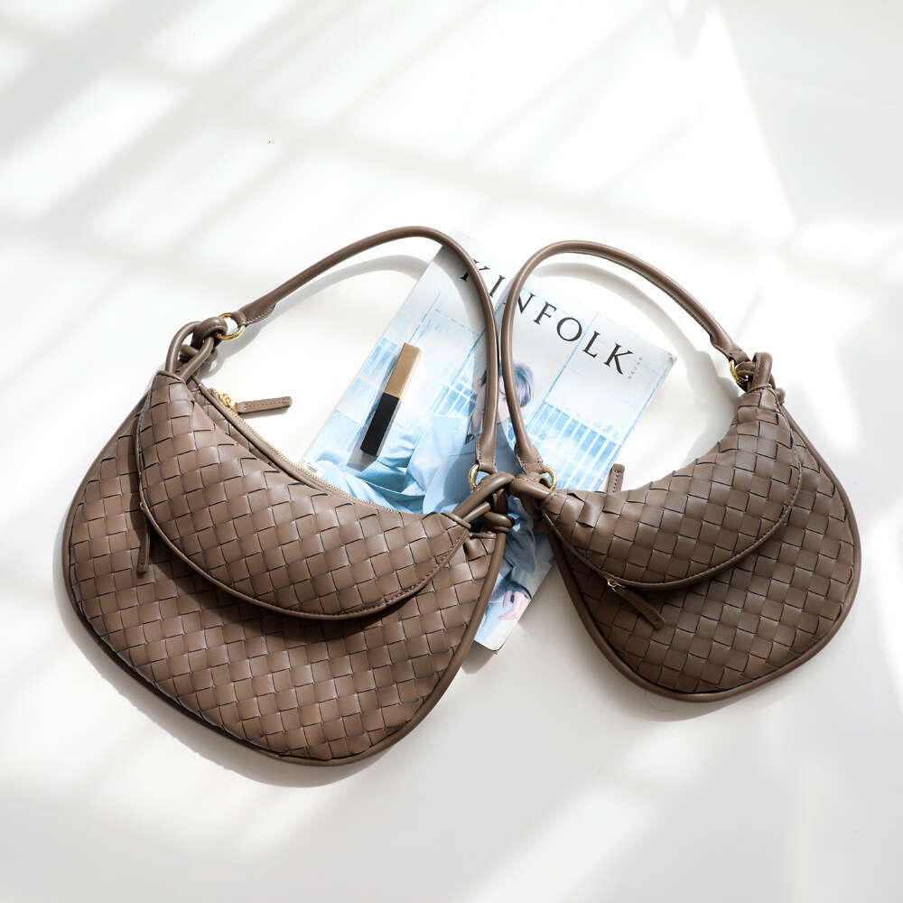 designer bag Luxury bag New High-End Cowhide Woven Double Crescent Dumpling French Underarm Bag for Women