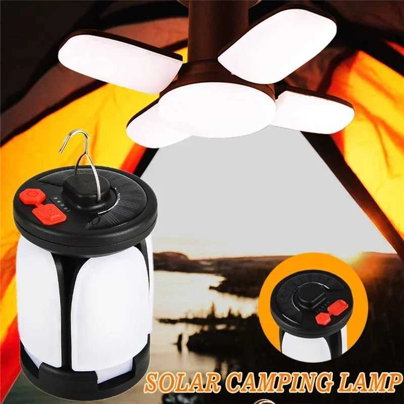 Outdoor Lighting LED Leaf Camping Lamp Hung Emergency Solar USB Rechargeable Tent Camping Lights Fishing Travel Lanterns C250928