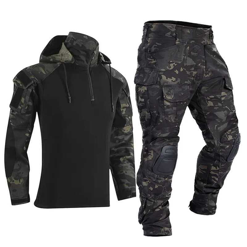 Paintball Work Clothing Uniform Multi Pockets Tactical Combat Camouflage Shirts Cargo Knee Pads Pants Suit W250928
