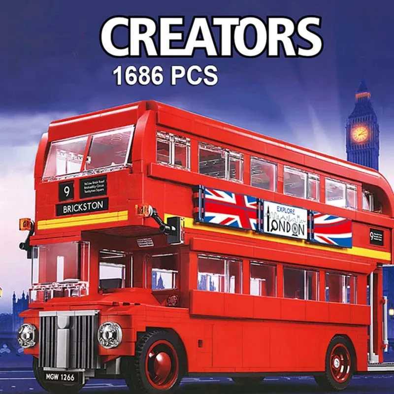 2025 new IN STOCK 1686PCS Optional Lighting Double Decker Bus DIY Building Blocks Bricks Cpatible 10258 21045 Toys Birthday Gifts C251111