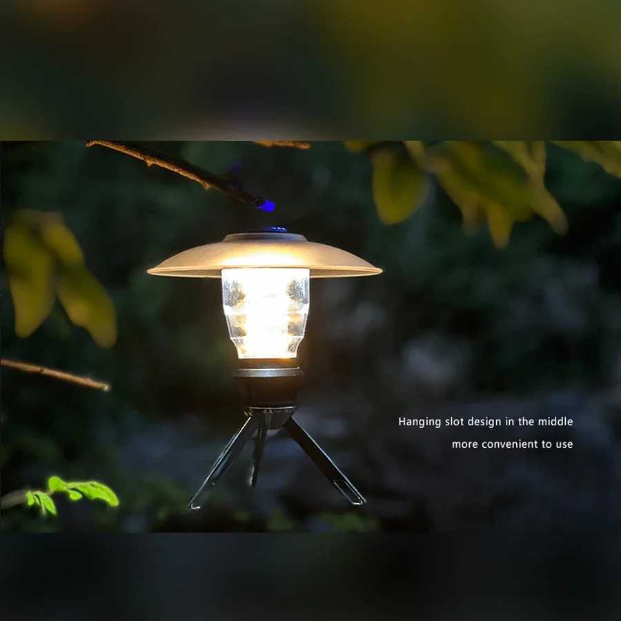 Camping Lantern with Tripod Dimmable Rechargeable LED Camping Tent Light Portable Small Camping Lamp Warm Light Tent Lantern C250928