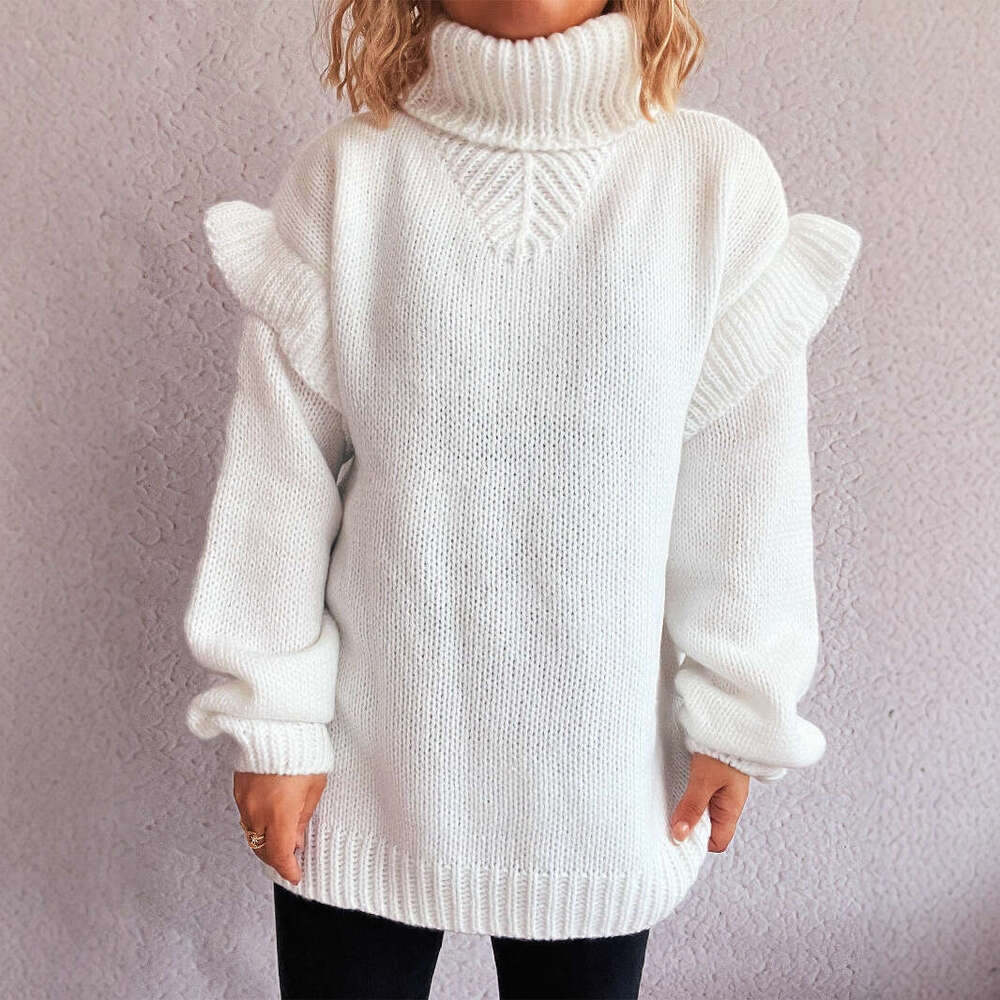 Autumn Winter New fashion Knitted Pullover High Collar Casual loose Solid Color Warm Women Sweater