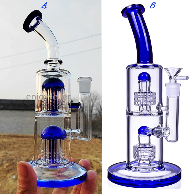 25cm Tall Thick Glass Bong Recycler Oil Hookahs Maxtric Perc Smoking Glass Water Pipes Bubbler With 14mm banger