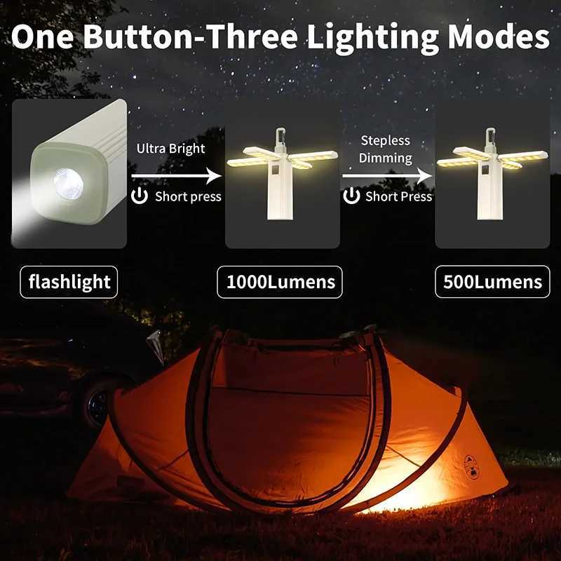Outdoor Multifunctional LED Camping Light Portable Tent Hang Lights 2000mAh USB Rechargeable Folding Flashlight Emergency Lamp C250928