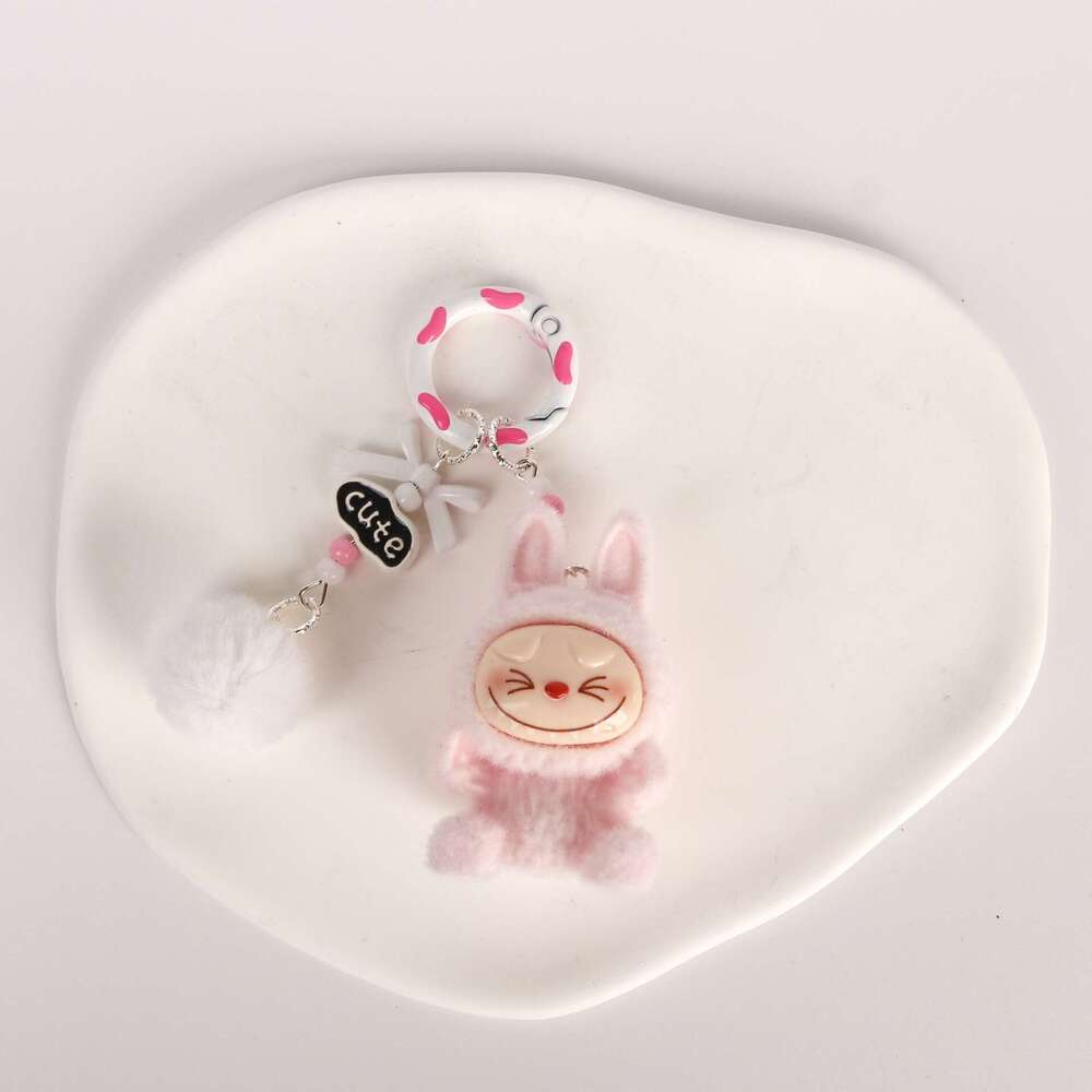 King Labubu Cute Sitting Plush Keychain Bag Car Decoration Pendant Phone Chain Small Gift