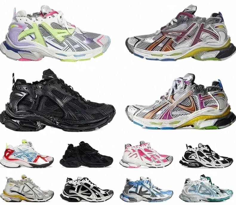 Nylon Mesh Platform Runner Shoes Track Sneakers Black White Burgundy Graffiti 7.0 Shoe