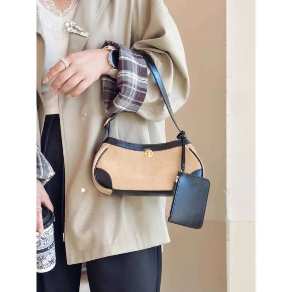 Luxury bag Women Color Panelled Genuine Leather Fashion Totes Handbag Suede Ladies SIngle Shoulder Bag Casual Messenger Underarm Bags