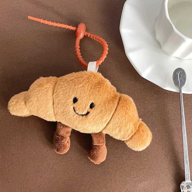 Cute Food Plush Keychain Hanging Accessories Croissant Baguette Pretzel Bread Collection Decorative Anime Keychain Gift for KidsXJ250928