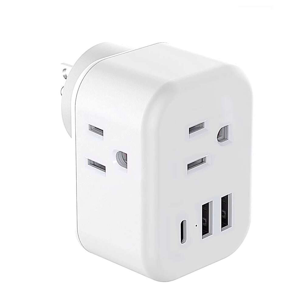 Side Power Strip With Spaced Splitter 3 AC Multi Plug 5V 2.1A Compact Outlet Extender Socket-BAIYOU13