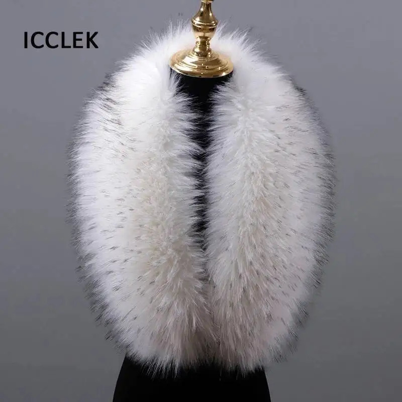 Women Faux Fur Collar Winter Warm Shawl Scarf Raccoon Fur Collar Jackets Coat Hat Strip Large Size Fur Collar 250928