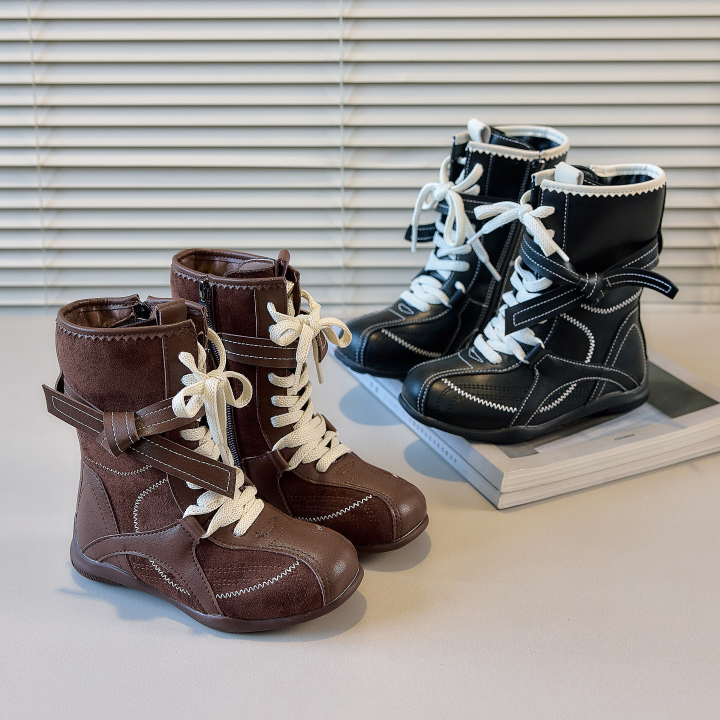 Autumn and winter fashion girls, children's Martin boots, children's shoes, high top boxing boots, fashionable anti slip knight boots, desig