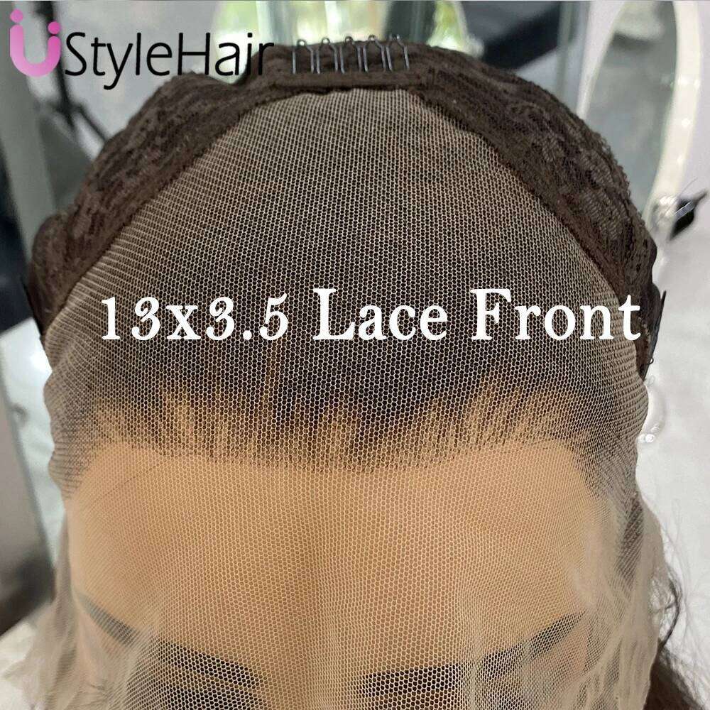 Ustylehair Brown Lace Front Natural Looking 12Inches Short Wave Heat Resistant Synthetic Hair Daily Use Cosplay Wig Xiusiyuan2509