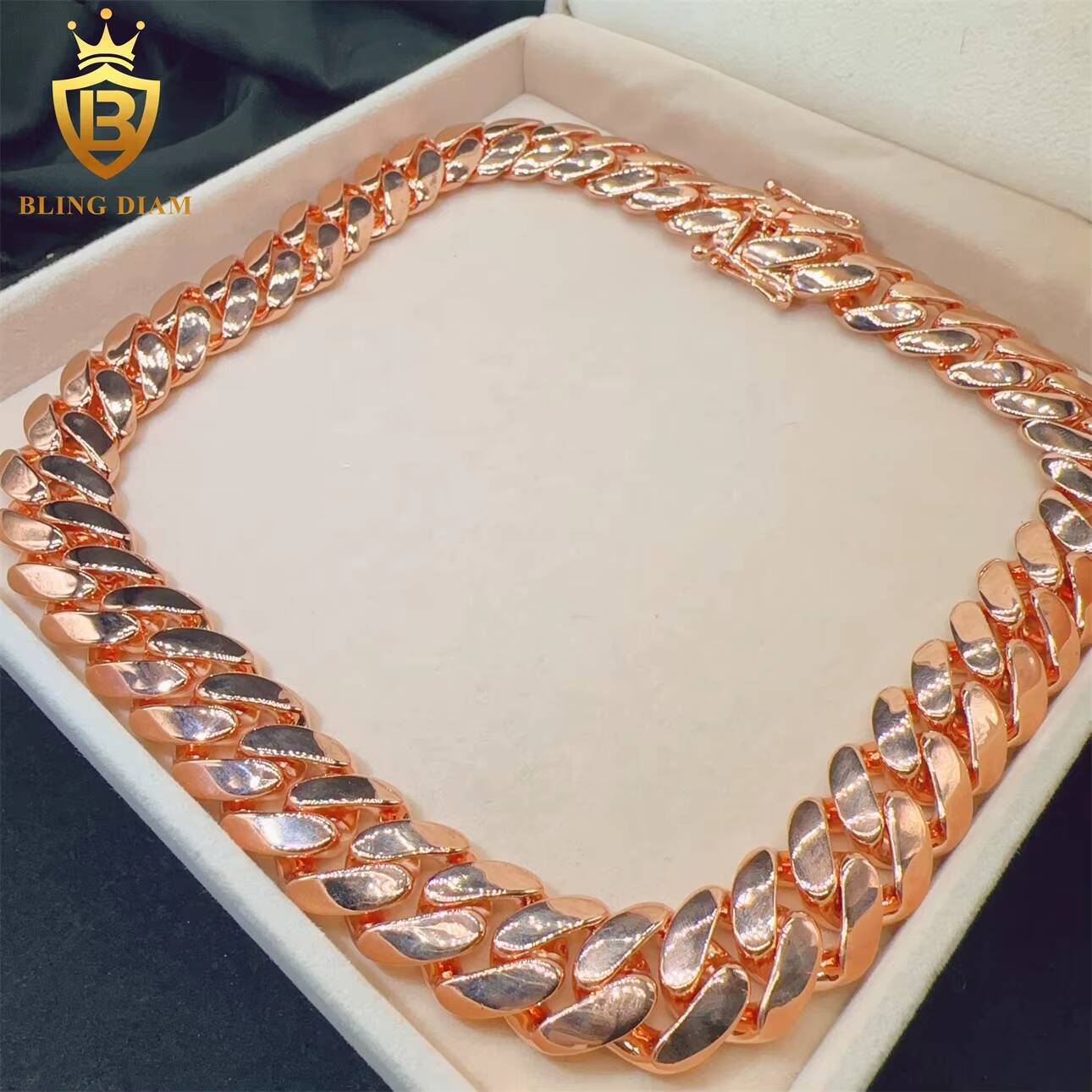 Fashion Hip Hop Fine Jewelry Iced Miami Cuban Link Chain Bracelet Sterling Silver 925 Necklace