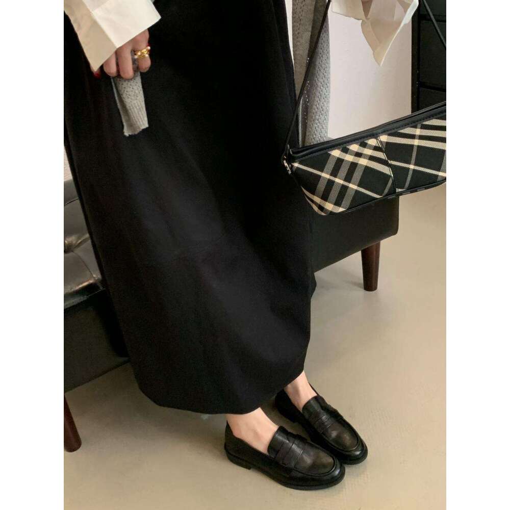 2025 Spring and Autumn New Korean Slip-On Loafers British Style Flat Leather Moccasins Single Shoes to Match Dresses