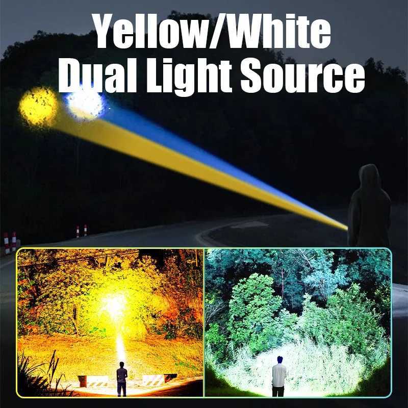 100000000LM Most Powerful LED Flashlight Rechargeable Typec Flashlight Long Shot 3000M Tactical Torch Light For Fishing Hunting D250928