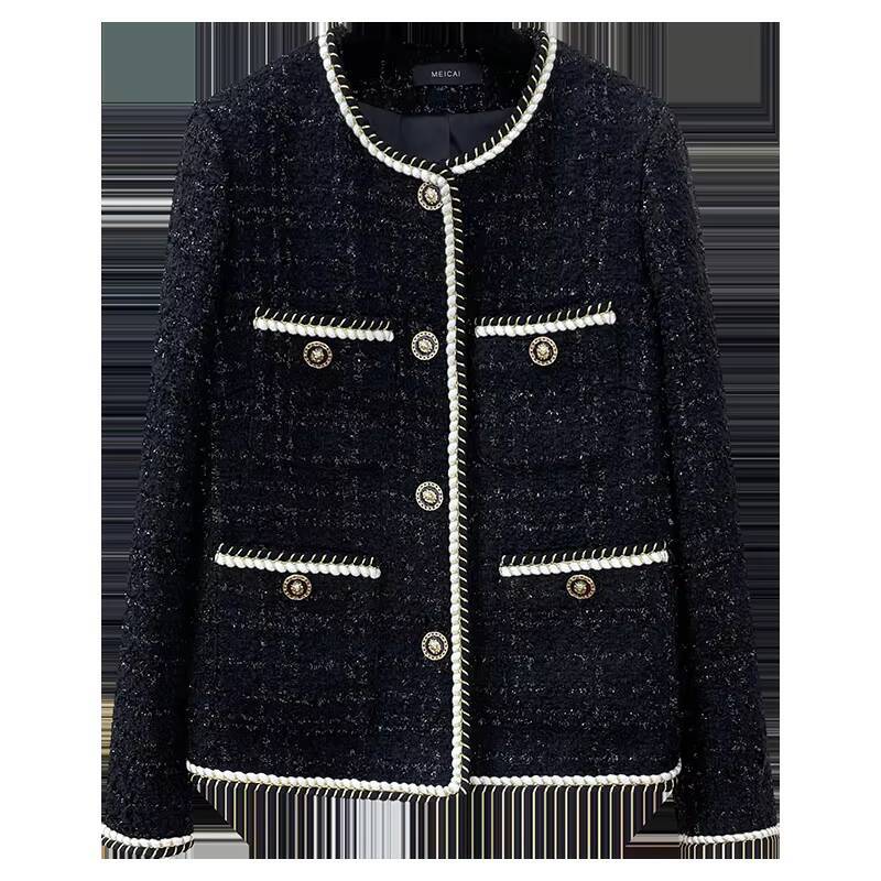Womens Woolen Cardigan AutumnWinter Boutique Jacket Button Decoration Plus Size Short Coat Loose Socialite Fashion