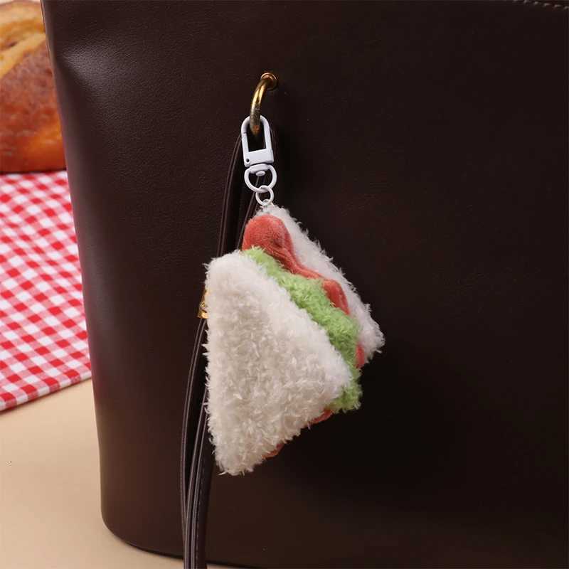 Kawaii Simulation Food Plush Keychain Creative Sand Hamburger Cake Keyring Bag Pendant Key Accessories Couple GiftsXJ250928