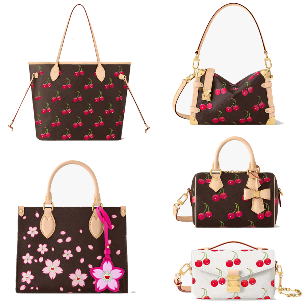 Designer Luxury Leather Cherry Series Lovely Delicate Elegant Unique Classic High Quality Lady Handbag Shoulder Tote Bag shoulder bag bucket bag designer purse