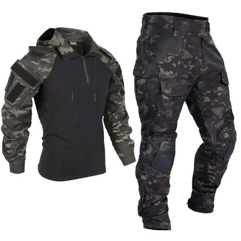 Softair Paintball Tactical Suits Worki Clothing Uniform Combat Camo Shirts Hood Cargo Pants Pads wearresisting Hunting Clothes W250928