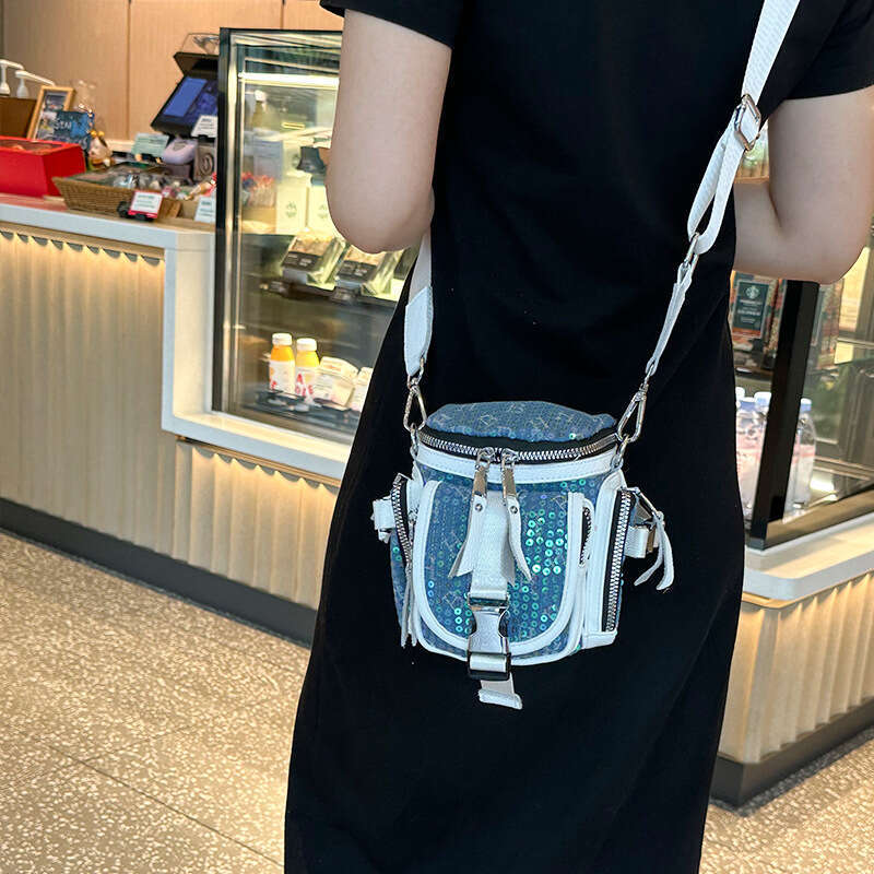 designer bag Luxury bag Sequin High-Value Saddle for Women 2025 New Korean Fashion Casual Gradient Waist Waterproof Trendy Chest Bag