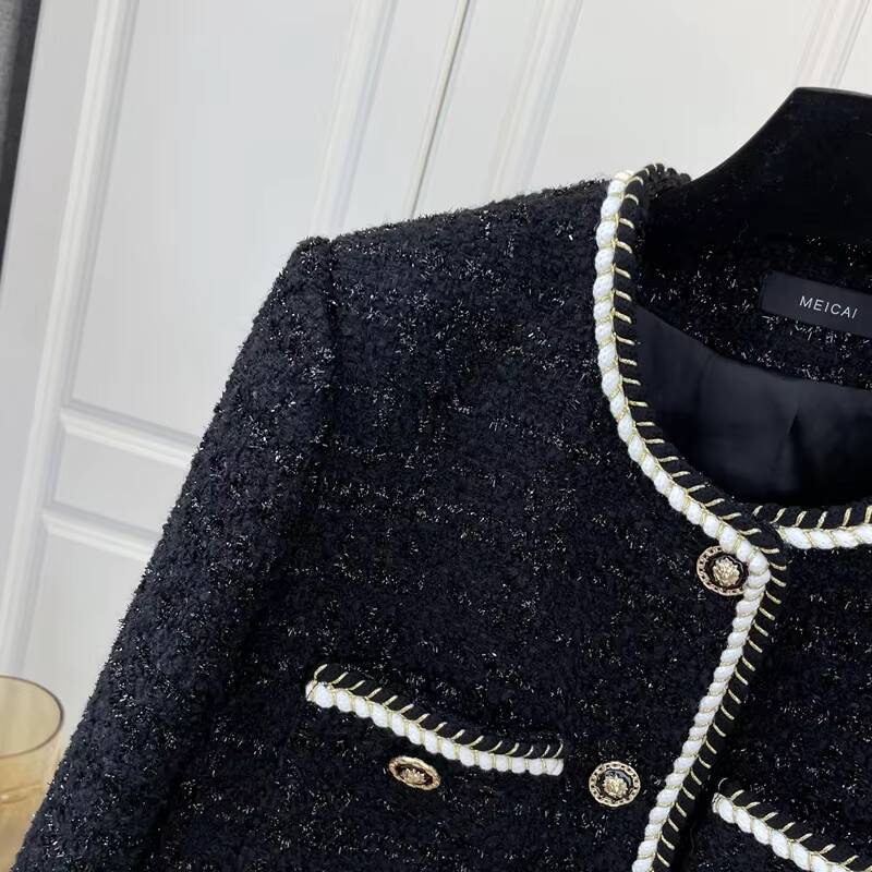 Womens Woolen Cardigan AutumnWinter Boutique Jacket Button Decoration Plus Size Short Coat Loose Socialite Fashion