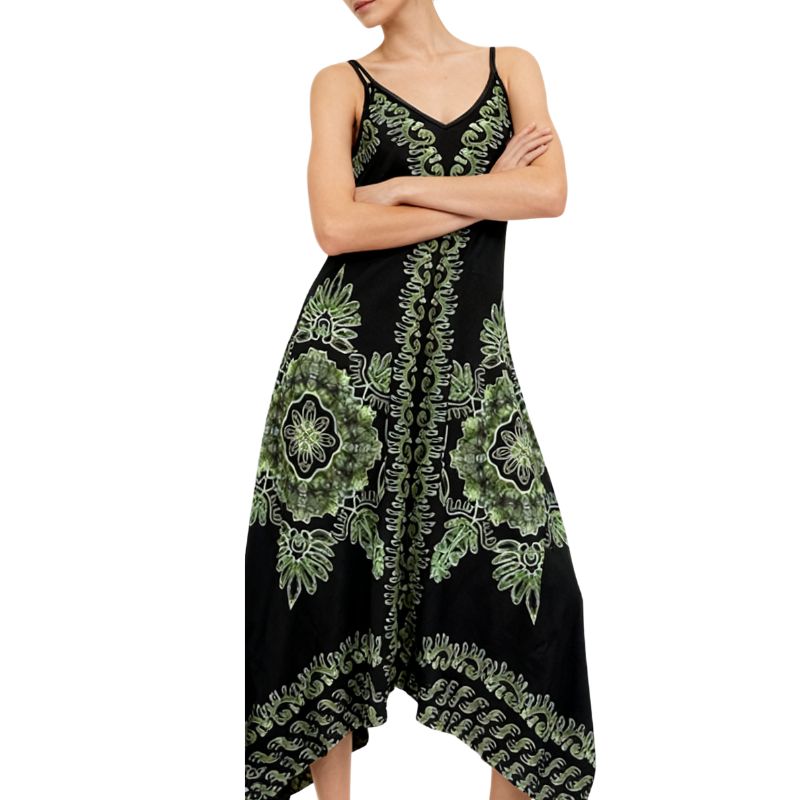 Casual Flowy Spaghetti Strap Maxi Dress with Unique Ethno-Chic Prints Ideal For Everyday Outfits During Summers-CF52551