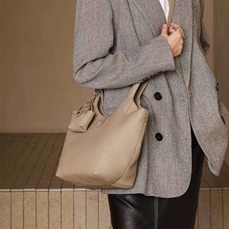 Burminsa Cowhide Genuine Leather Bucket Tote Handbags For Women 2025 Designer Basket Work Ladies Shoulder Crossbody Bags