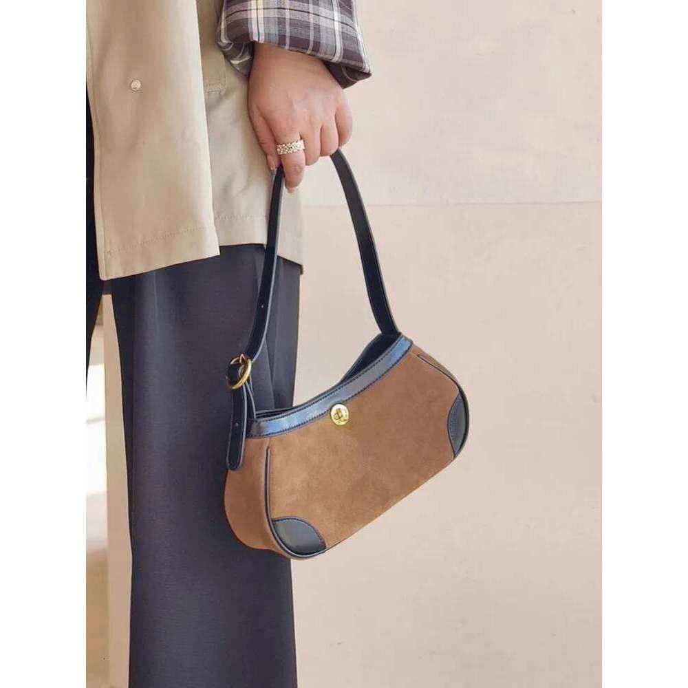 Luxury bag Women Color Panelled Genuine Leather Fashion Totes Handbag Suede Ladies SIngle Shoulder Bag Casual Messenger Underarm Bags
